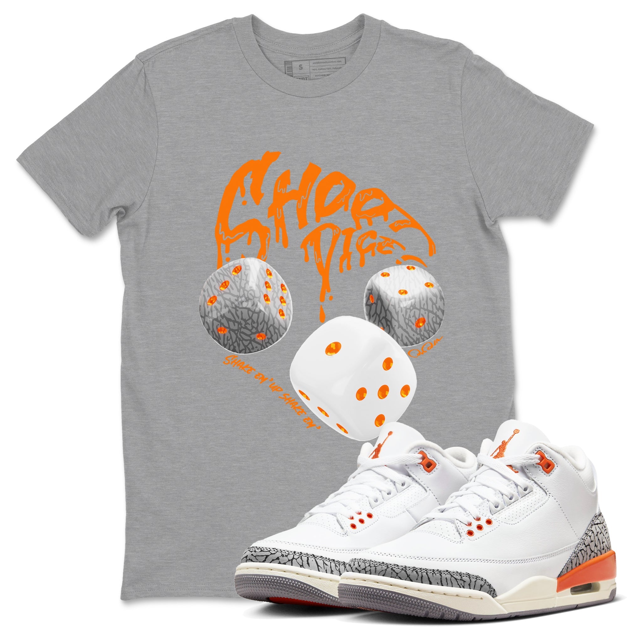 3s Georgia Peach shirt to match jordans Shoot Dice sneaker tees Air Jordan 3 Georgia Peach Drip Gear Zone unisex cotton Heather Grey 1 crew neck shirt