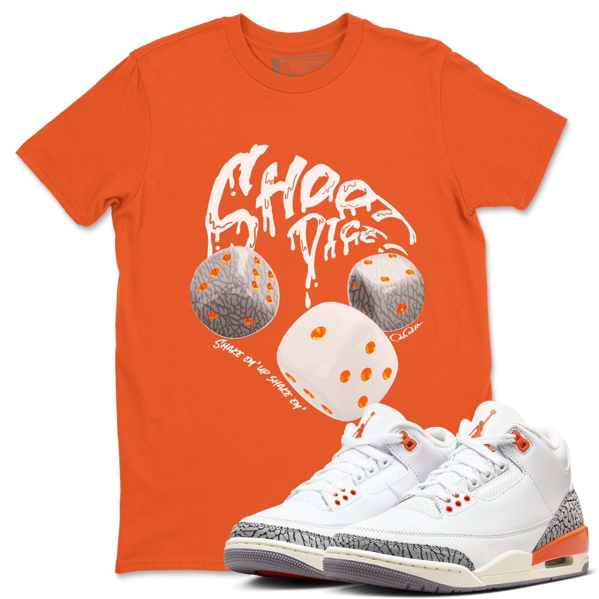 3s Georgia Peach shirt to match jordans Shoot Dice sneaker tees Air Jordan 3 Georgia Peach Drip Gear Zone unisex cotton Orange 1 crew neck shirt