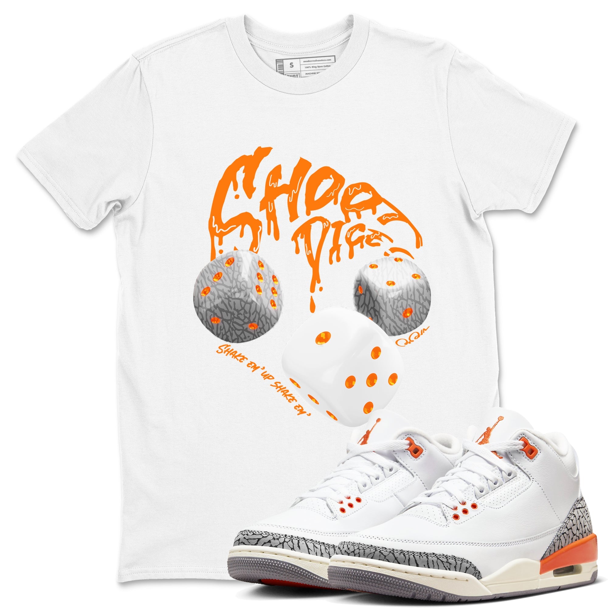 3s Georgia Peach shirt to match jordans Shoot Dice sneaker tees Air Jordan 3 Georgia Peach Drip Gear Zone unisex cotton White 1 crew neck shirt