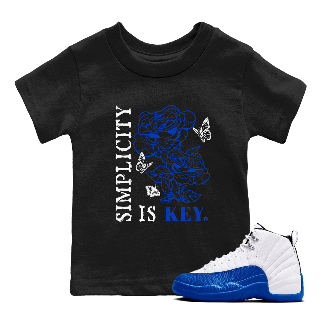 Air Jordan 12 Blueberry Shirts To Match Jordans Simplicity Is Key sneaker match tees Air Jordan 12 Blueberry Tee Drip Gear Zone Youth Baby Black 1 crew neck shirts