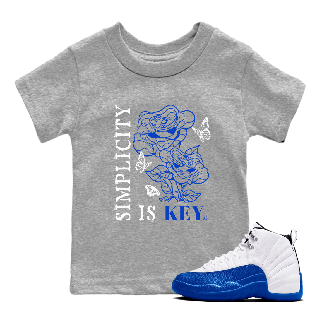 Air Jordan 12 Blueberry Shirts To Match Jordans Simplicity Is Key sneaker match tees Air Jordan 12 Blueberry Tee Drip Gear Zone Youth Baby Heather Grey 1 crew neck shirts