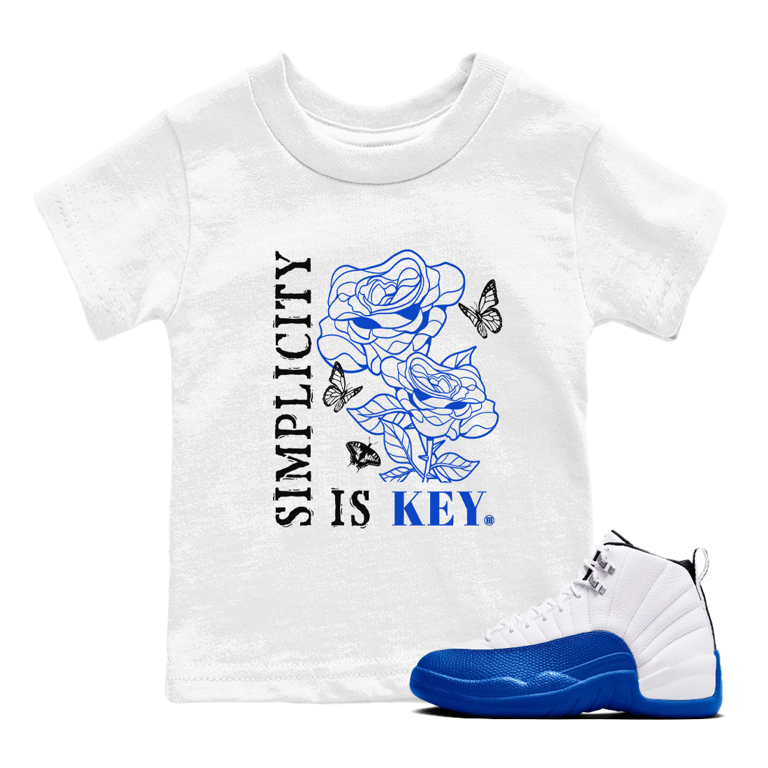 Air Jordan 12 Blueberry Shirts To Match Jordans Simplicity Is Key sneaker match tees Air Jordan 12 Blueberry Tee Drip Gear Zone Youth Baby White 1 crew neck shirts