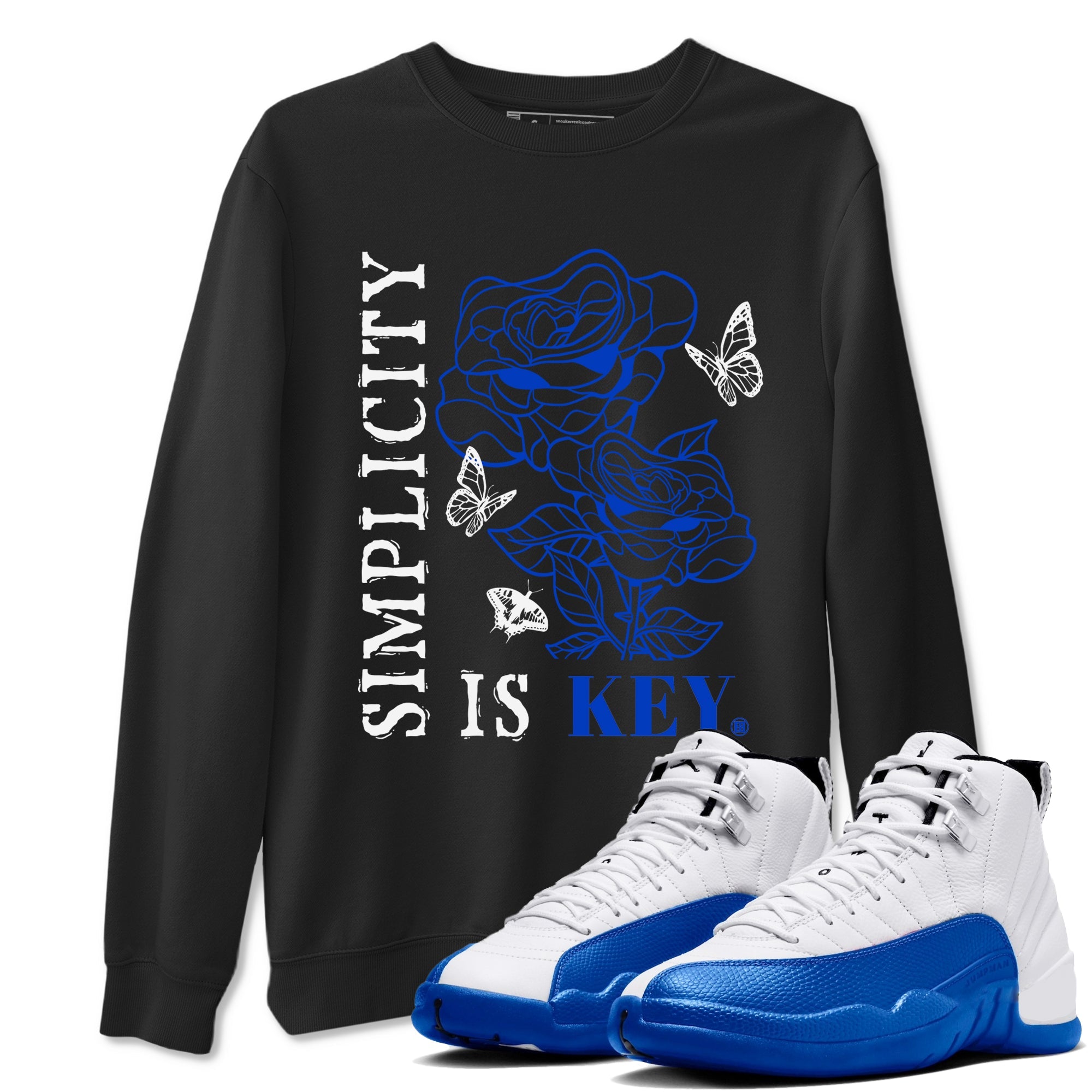 Air Jordan 12 Blueberry Shirts To Match Jordans Simplicity Is Key sneaker match tees Air Jordan 12 Blueberry Tee Drip Gear Zone unisex cotton Black 1 crew neck shirts