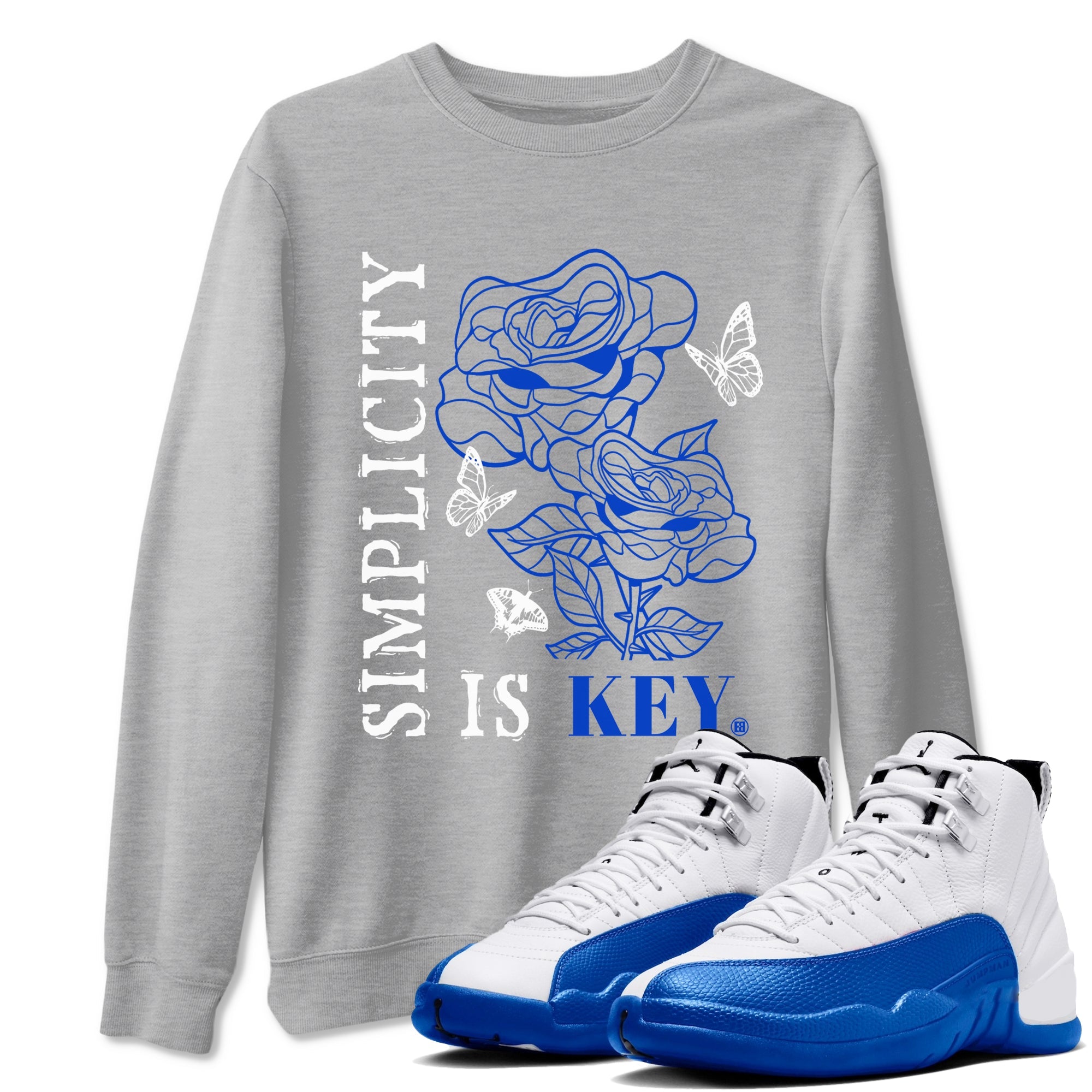 Air Jordan 12 Blueberry Shirts To Match Jordans Simplicity Is Key sneaker match tees Air Jordan 12 Blueberry Tee Drip Gear Zone unisex cotton Heather Grey 1 crew neck shirts