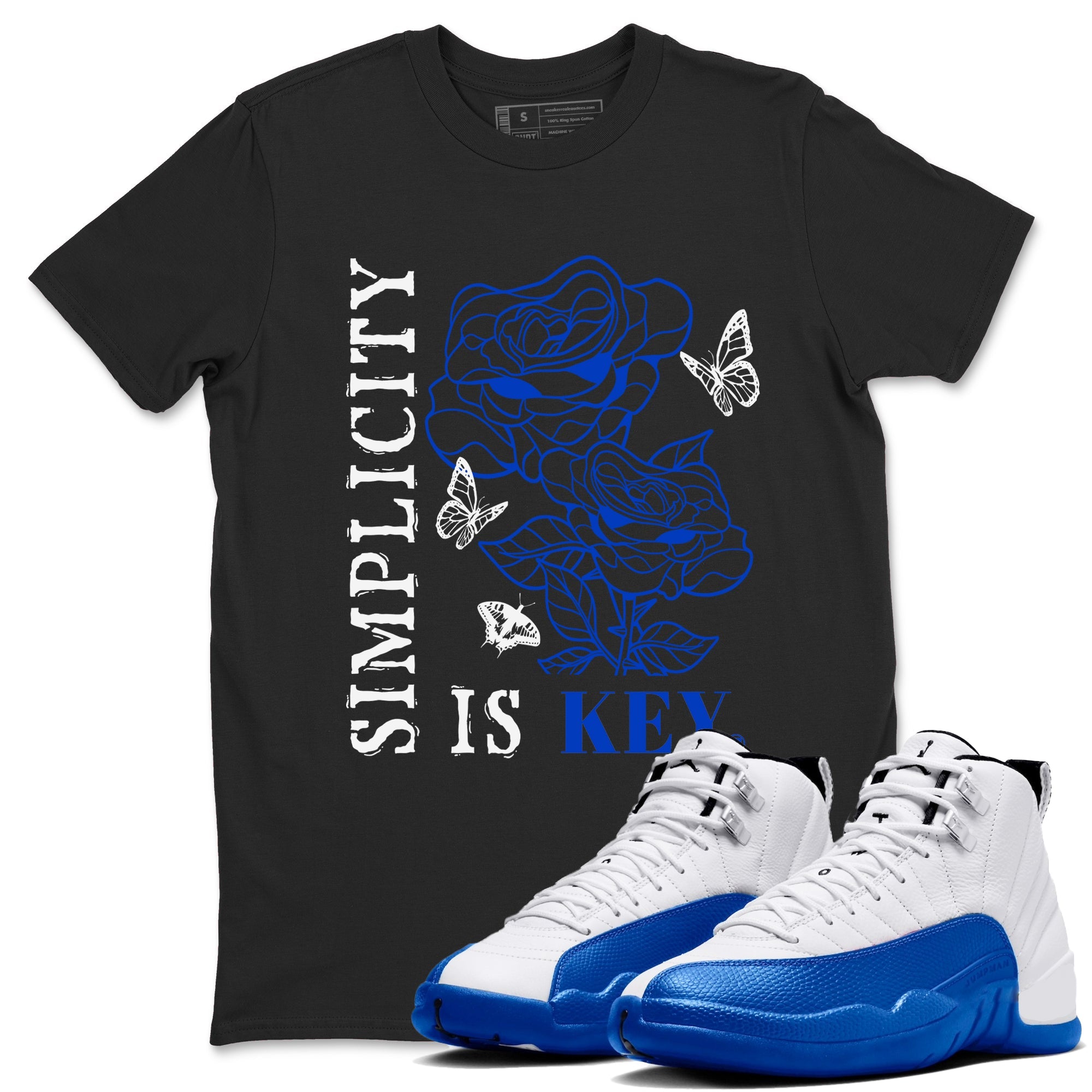 Air Jordan 12 Blueberry Shirts To Match Jordans Simplicity Is Key sneaker match tees Air Jordan 12 Blueberry Tee Drip Gear Zone unisex cotton Black 1 crew neck shirts