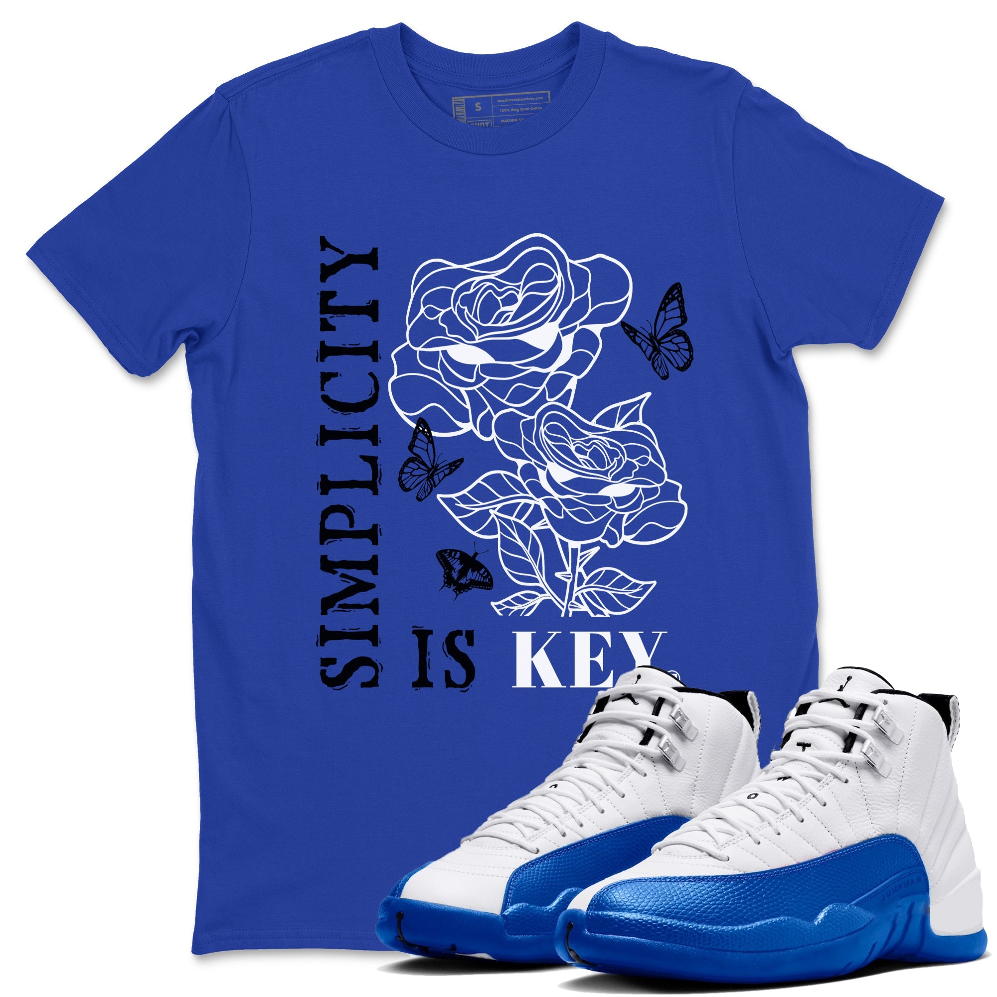 Air Jordan 12 Blueberry Shirts To Match Jordans Simplicity Is Key sneaker match tees Air Jordan 12 Blueberry Tee Drip Gear Zone unisex cotton Royal Blue 1 crew neck shirts