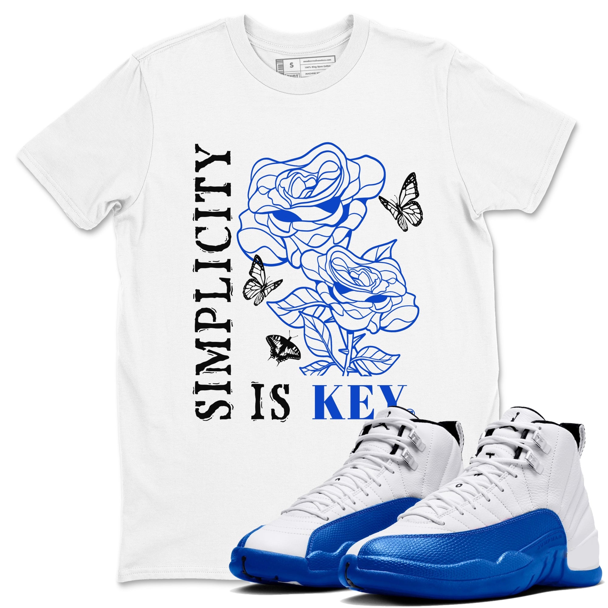 Air Jordan 12 Blueberry Shirts To Match Jordans Simplicity Is Key sneaker match tees Air Jordan 12 Blueberry Tee Drip Gear Zone unisex cotton White 1 crew neck shirts