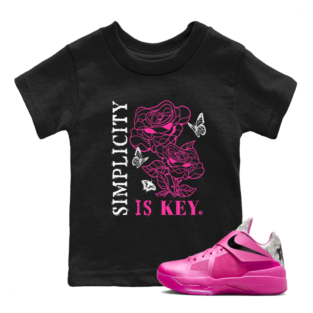 Nike KD 4 Retro Aunt Pearl shirts to match jordans Simplicity Is Key sneaker match tees Nike KD 4 Aunt Pearl match shoes to clothes Drip Gear Zone Youth Baby Black 1 tee