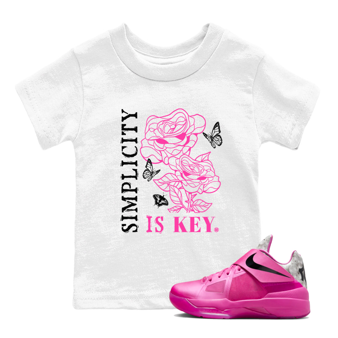 Nike KD 4 Retro Aunt Pearl shirts to match jordans Simplicity Is Key sneaker match tees Nike KD 4 Aunt Pearl match shoes to clothes Drip Gear Zone Youth Baby White 1 tee