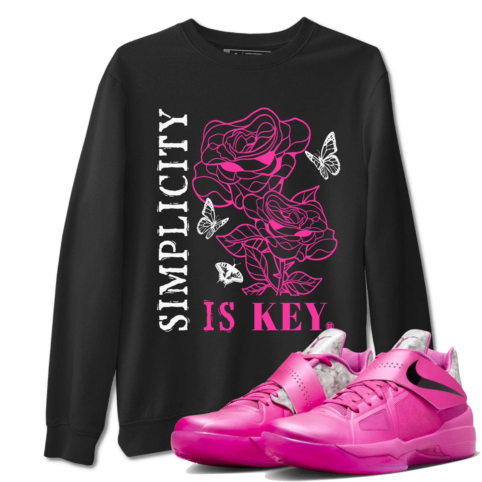 Nike KD 4 Retro Aunt Pearl shirts to match jordans Simplicity Is Key sneaker match tees Nike KD 4 Aunt Pearl match shoes to clothes Drip Gear Zone unisex cotton Black 1 shirts