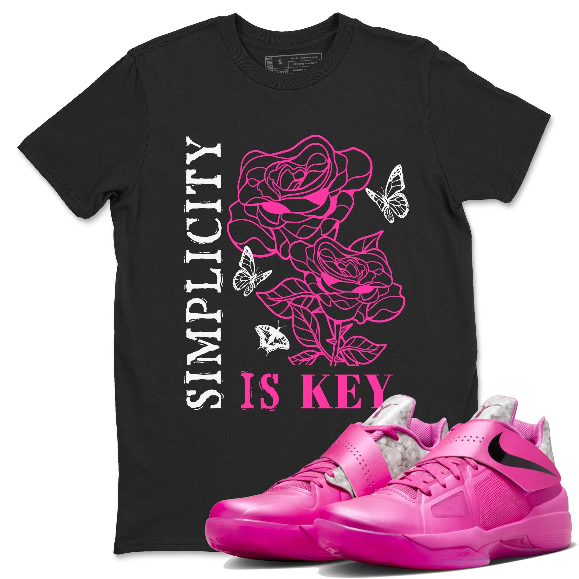 Nike KD 4 Retro Aunt Pearl shirts to match jordans Simplicity Is Key sneaker match tees Nike KD 4 Aunt Pearl match shoes to clothes Drip Gear Zone unisex cotton Black 1 shirts