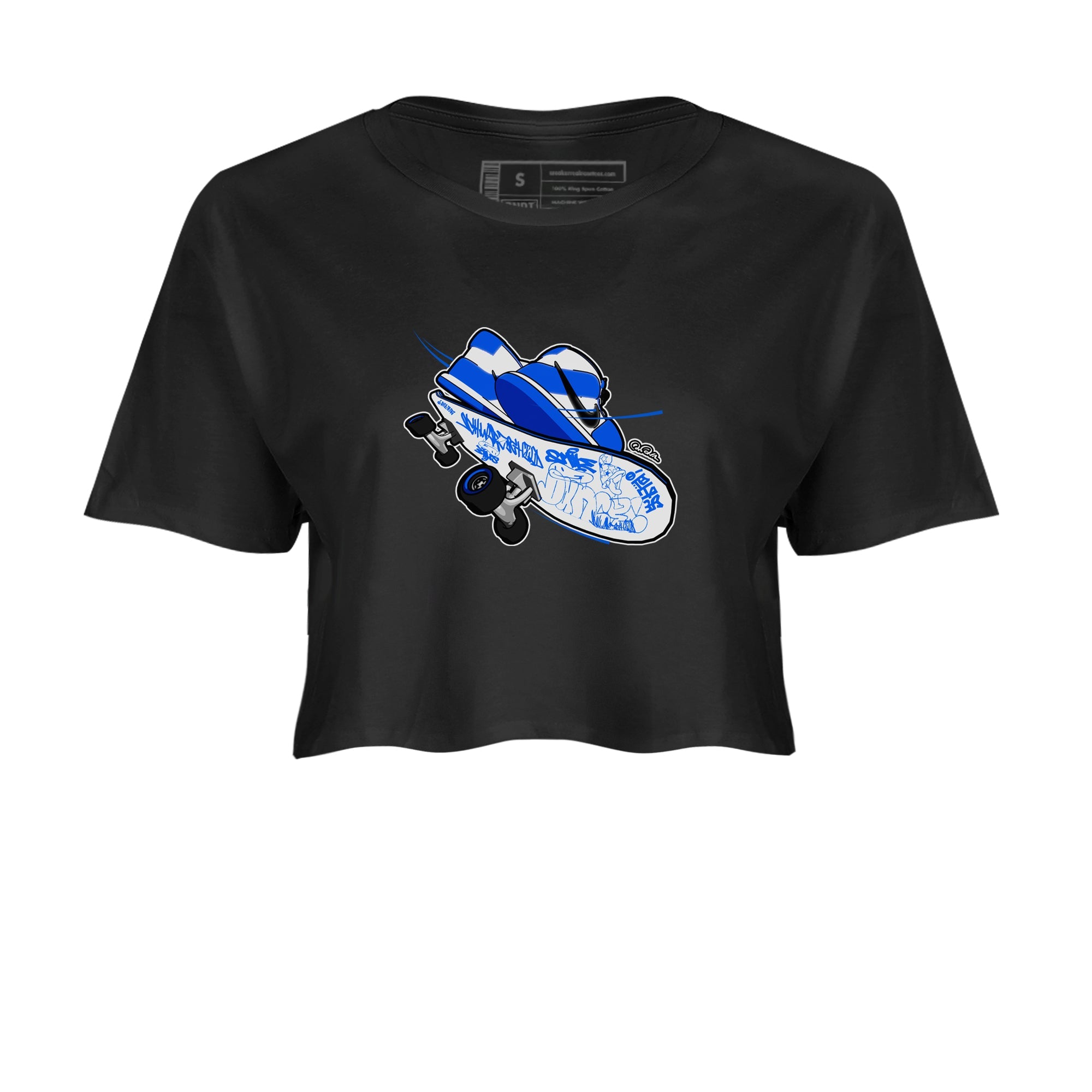 AJ1 Game Royal shirt to match jordans Skateboard sneaker tees Air Jordan 1 Game Royal Drip Gear Zone Black 2 crop length shirt
