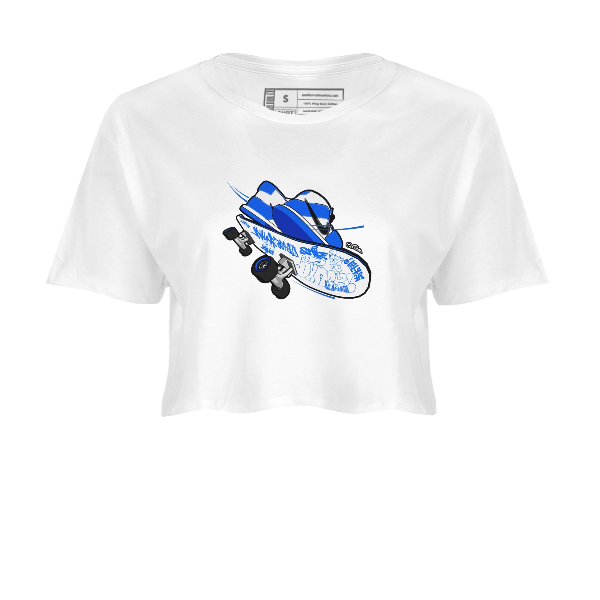 AJ1 Game Royal shirt to match jordans Skateboard sneaker tees Air Jordan 1 Game Royal Drip Gear Zone White 2 crop length shirt