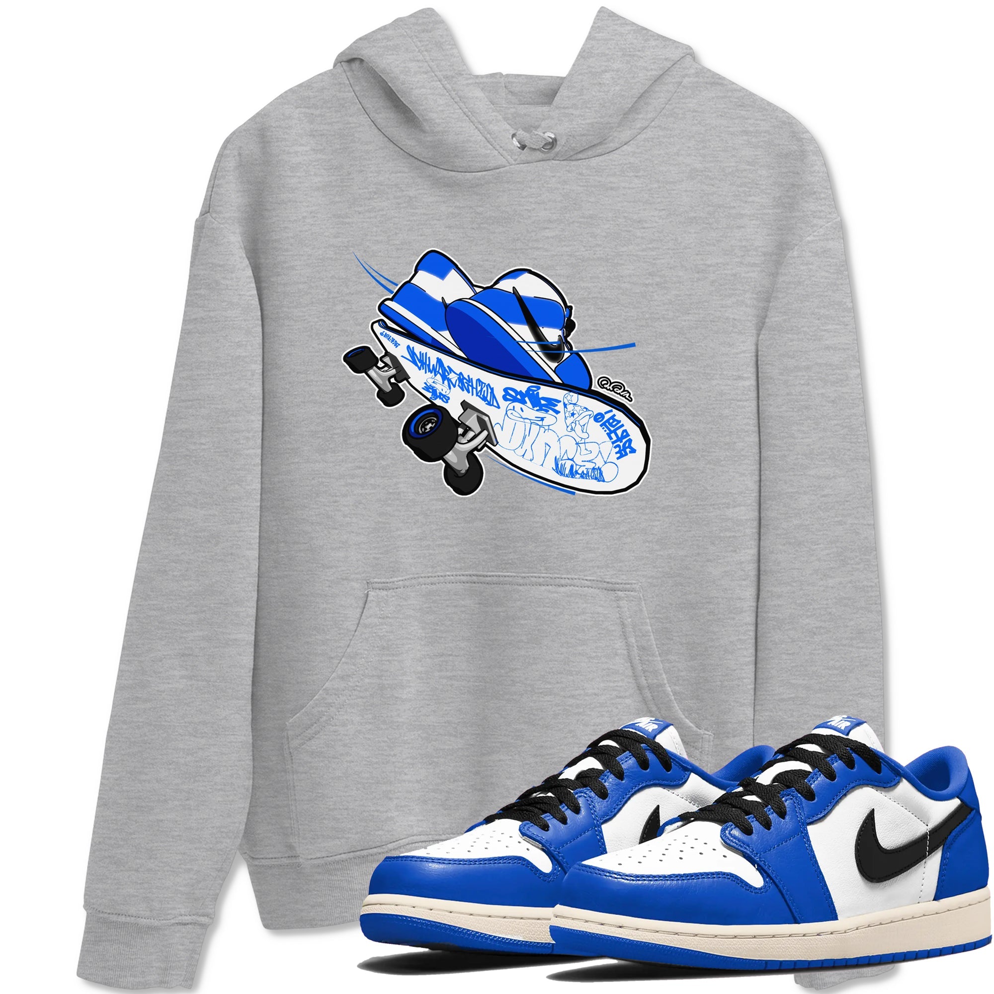 AJ1 Game Royal shirt to match jordans Skateboard sneaker tees Air Jordan 1 Game Royal Drip Gear Zone unisex cotton Heather Grey 1 crew neck shirt