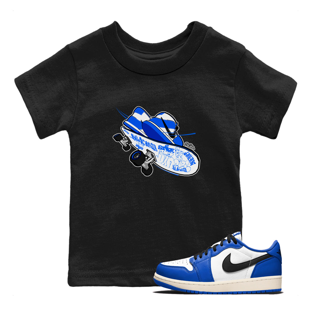 AJ1 Game Royal shirt to match jordans Skateboard sneaker tees Air Jordan 1 Game Royal Drip Gear Zone baby toddler Black 1 cotton Shirt