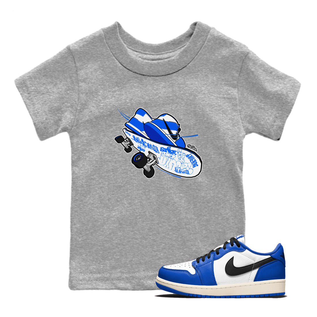 AJ1 Game Royal shirt to match jordans Skateboard sneaker tees Air Jordan 1 Game Royal Drip Gear Zone baby toddler Heather Grey 1 cotton Shirt