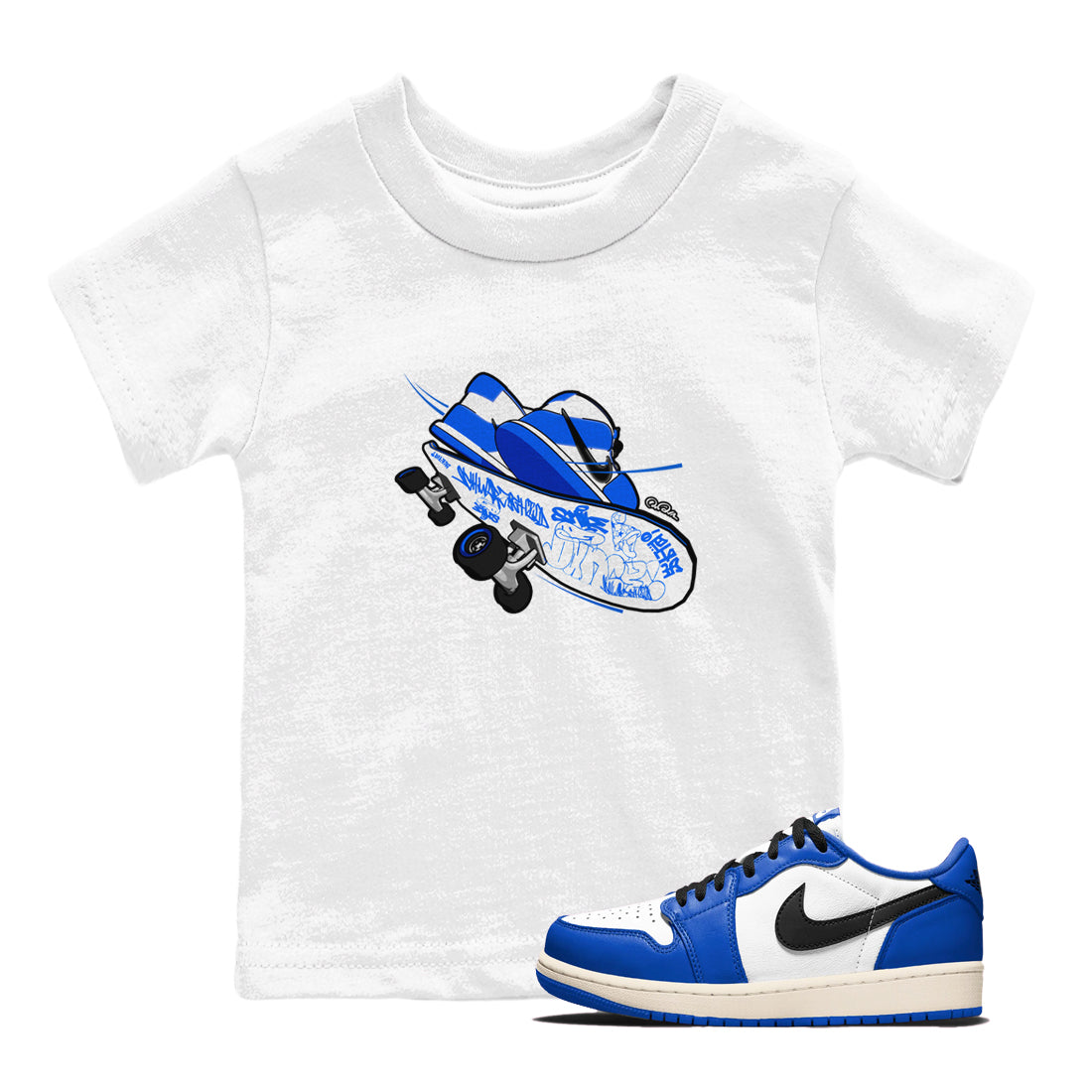 AJ1 Game Royal shirt to match jordans Skateboard sneaker tees Air Jordan 1 Game Royal Drip Gear Zone baby toddler White 1 cotton Shirt