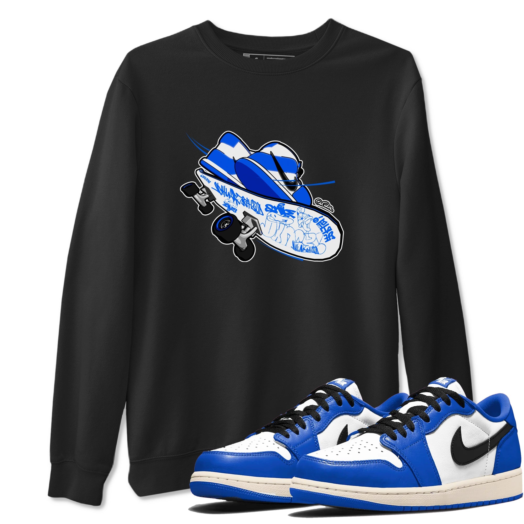 AJ1 Game Royal shirt to match jordans Skateboard sneaker tees Air Jordan 1 Game Royal Drip Gear Zone unisex cotton Black 1 crew neck shirt