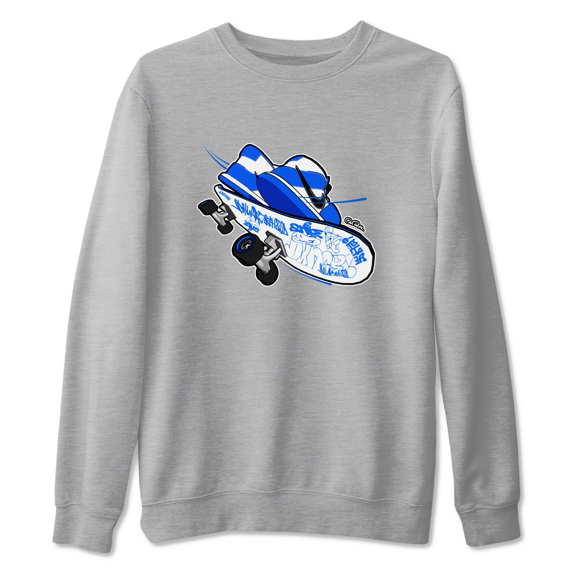 AJ1 Game Royal shirt to match jordans Skateboard sneaker tees Air Jordan 1 Game Royal Drip Gear Zone unisex cotton Heather Grey 2 crew neck shirt