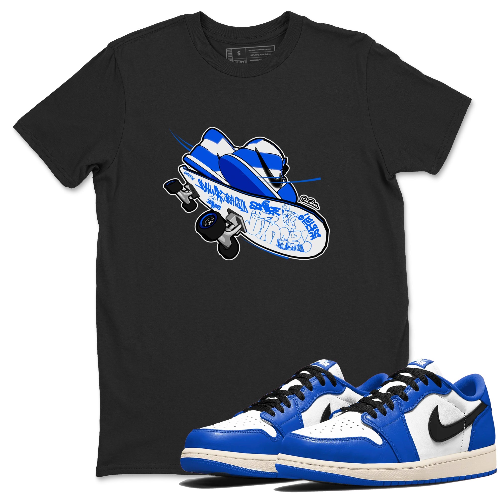 AJ1 Game Royal shirt to match jordans Skateboard sneaker tees Air Jordan 1 Game Royal Drip Gear Zone unisex cotton Black 1 crew neck shirt