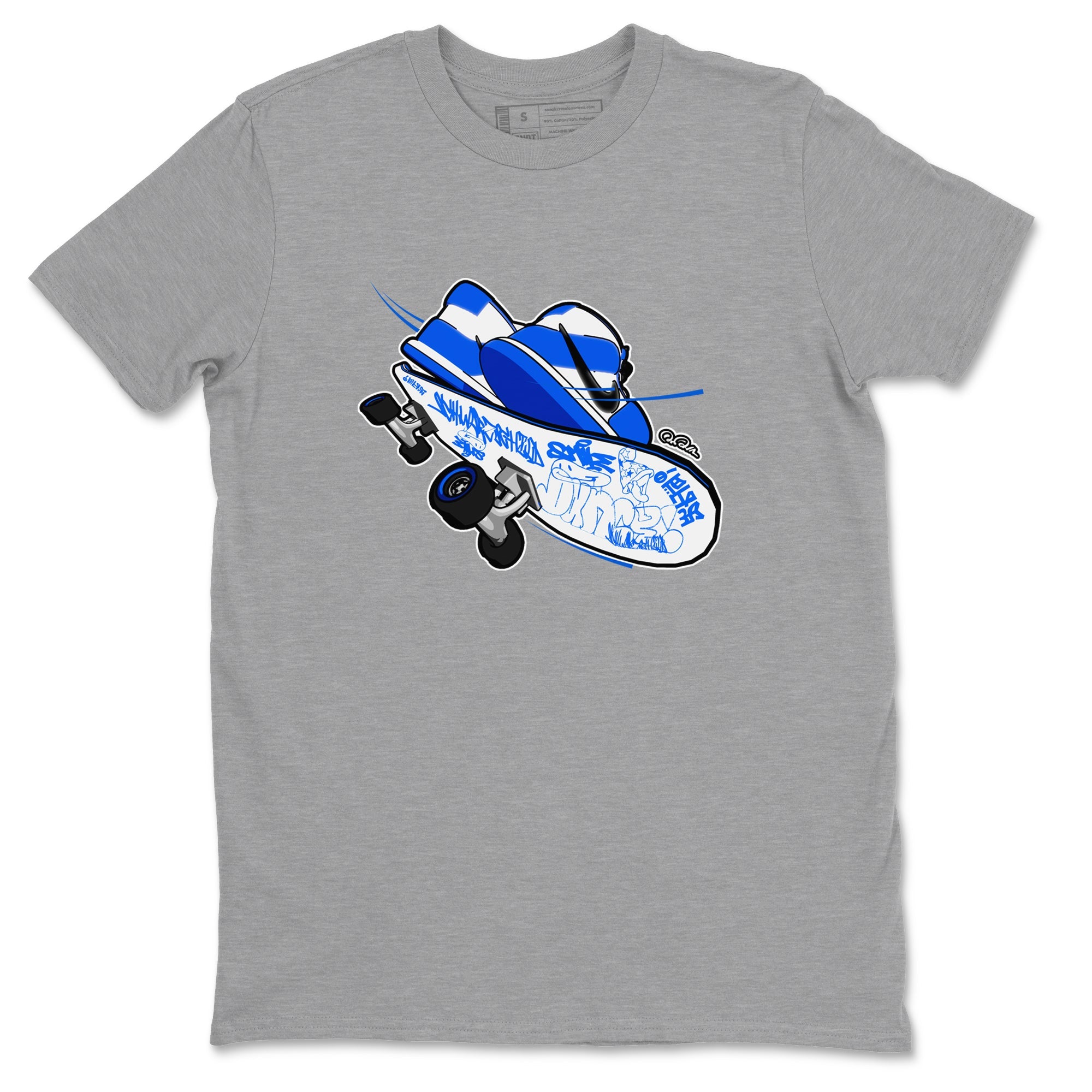 AJ1 Game Royal shirt to match jordans Skateboard sneaker tees Air Jordan 1 Game Royal Drip Gear Zone unisex cotton Heather Grey 2 crew neck shirt