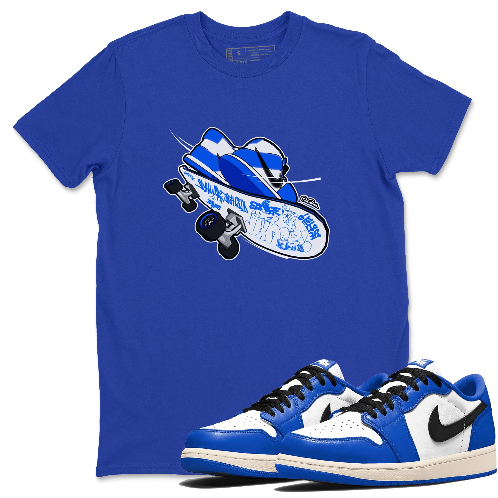 AJ1 Game Royal shirt to match jordans Skateboard sneaker tees Air Jordan 1 Game Royal Drip Gear Zone unisex cotton Royal Blue 1 crew neck shirt
