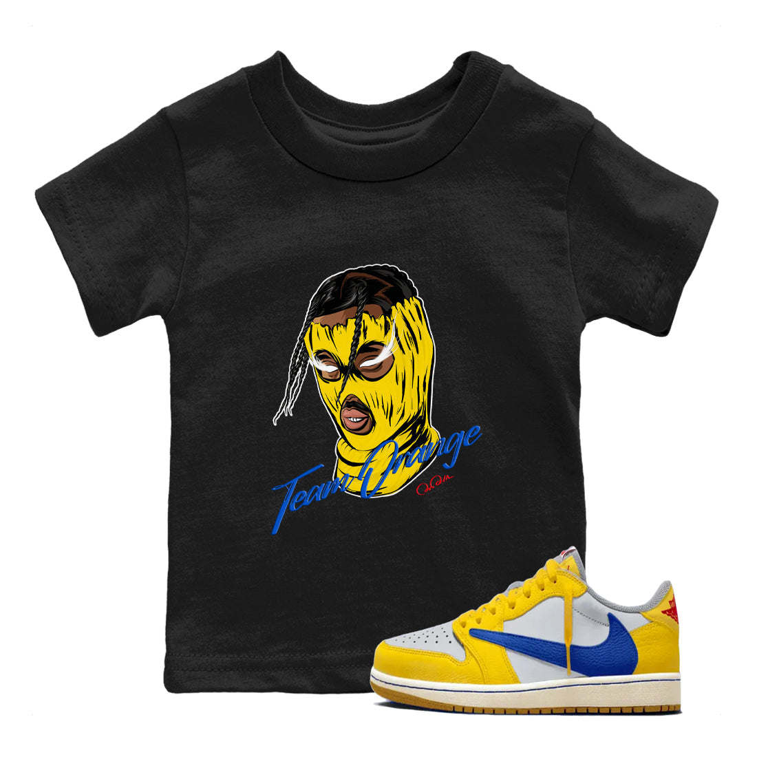1s Travis Scott Canary shirt to match jordans Ski Mask Gang sneaker tees Air Jordan 1 Travis Scott Canary Drip Gear Zone baby toddler Black 1 cotton Shirt