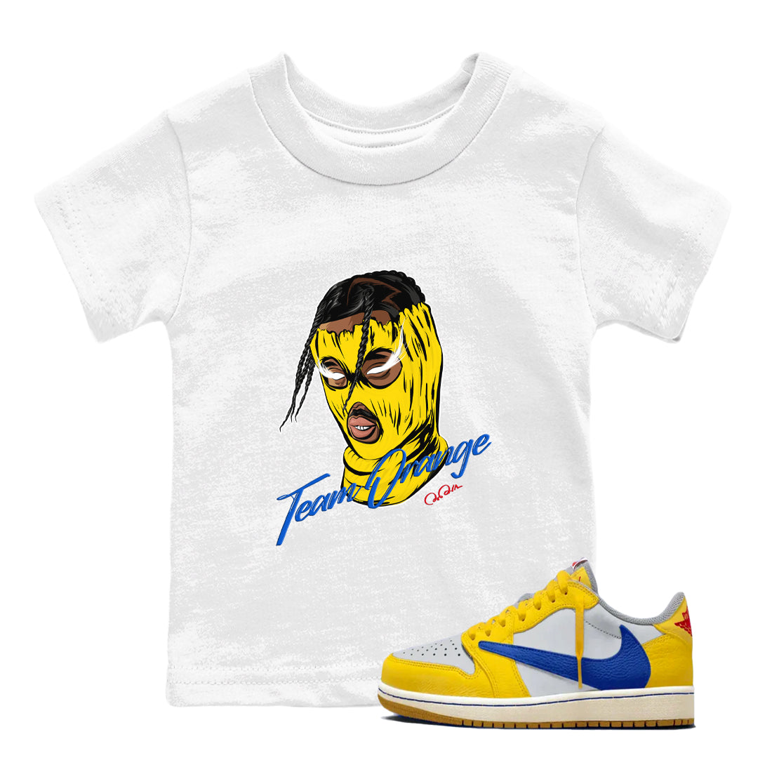 1s Travis Scott Canary shirt to match jordans Ski Mask Gang sneaker tees Air Jordan 1 Travis Scott Canary Drip Gear Zone baby toddler White 1 cotton Shirt