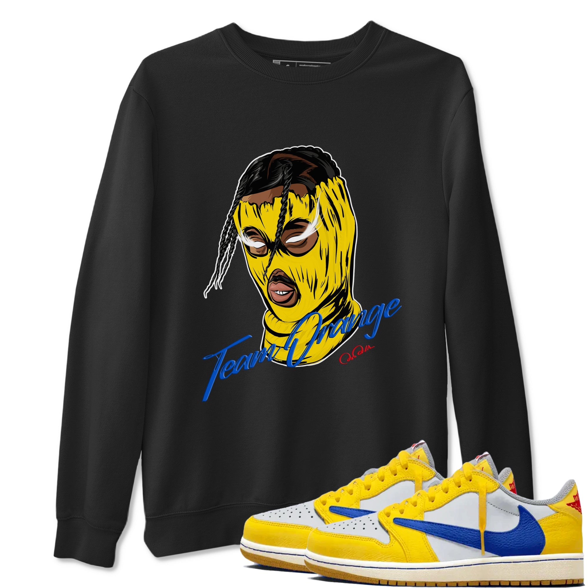 1s Travis Scott Canary shirt to match jordans Ski Mask Gang sneaker tees Air Jordan 1 Travis Scott Canary Drip Gear Zone unisex cotton Black 1 crew neck shirt