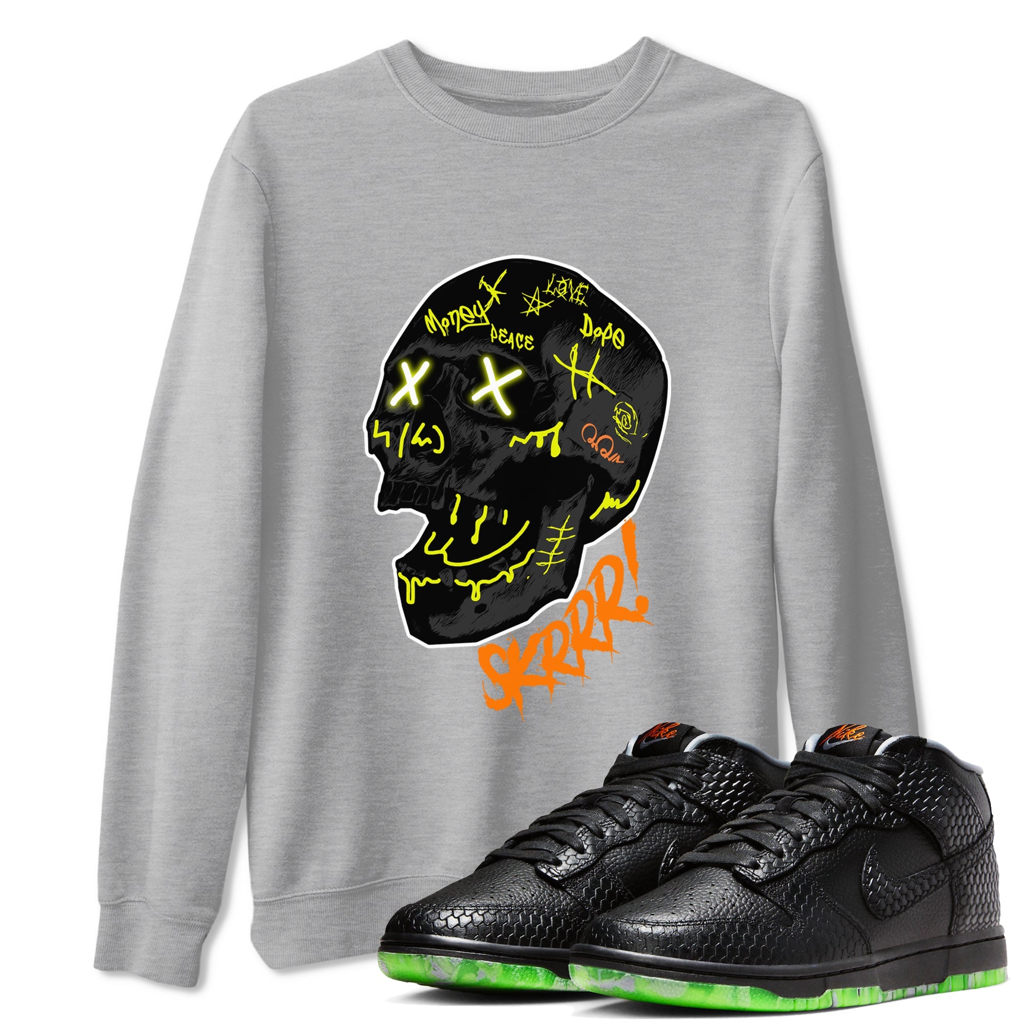 Dunk Halloween shirt to match jordans Skrrr sneaker tees Halloween night dress Dunk Halloween Drip Gear Zone Unisex Heather Grey 1 T-Shirt