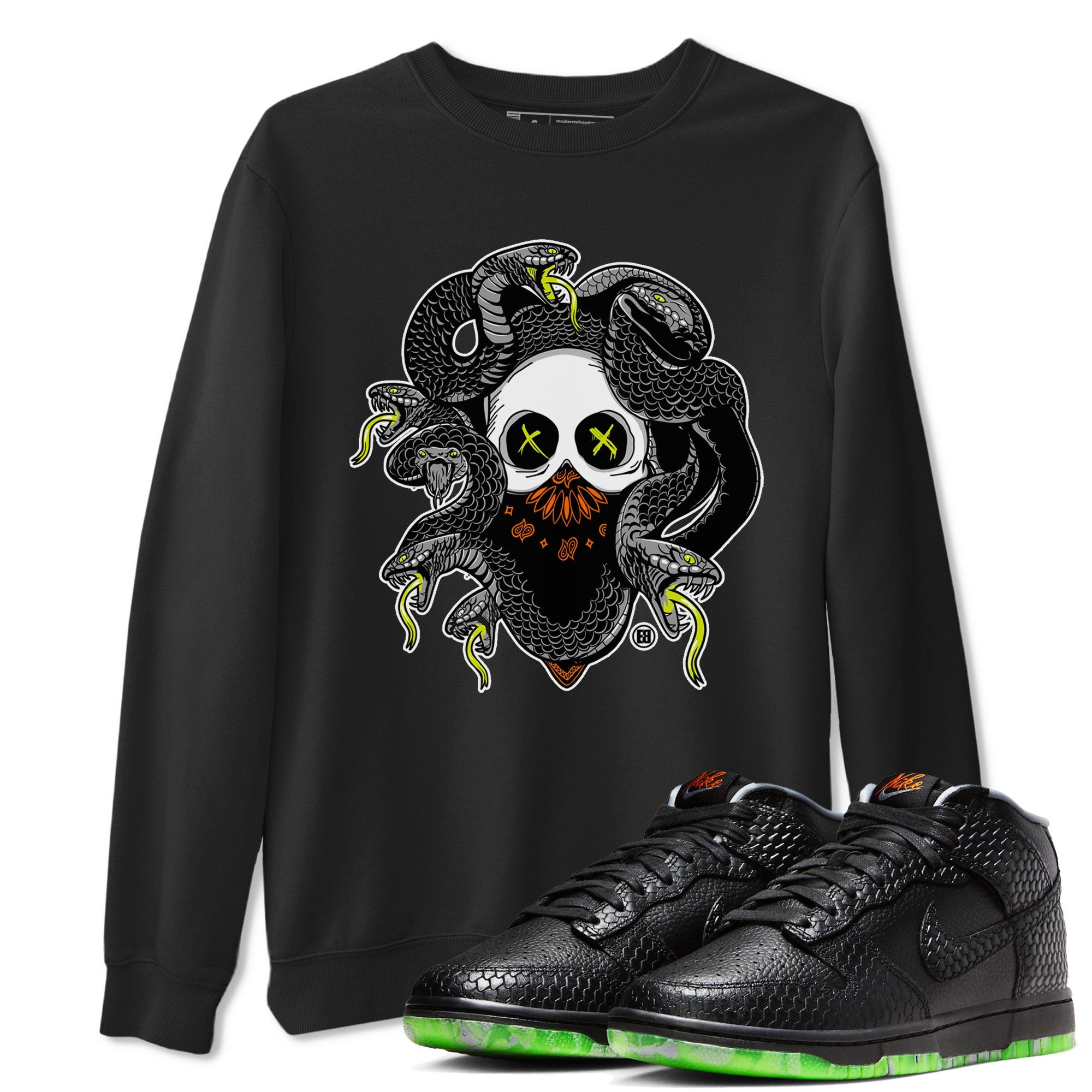 Dunk Halloween shirt to match jordans Skull Medusa sneaker tees Dunk Halloween Drip Gear Zone Casual Crew Neck T-Shirt Unisex Black 1 T-Shirt