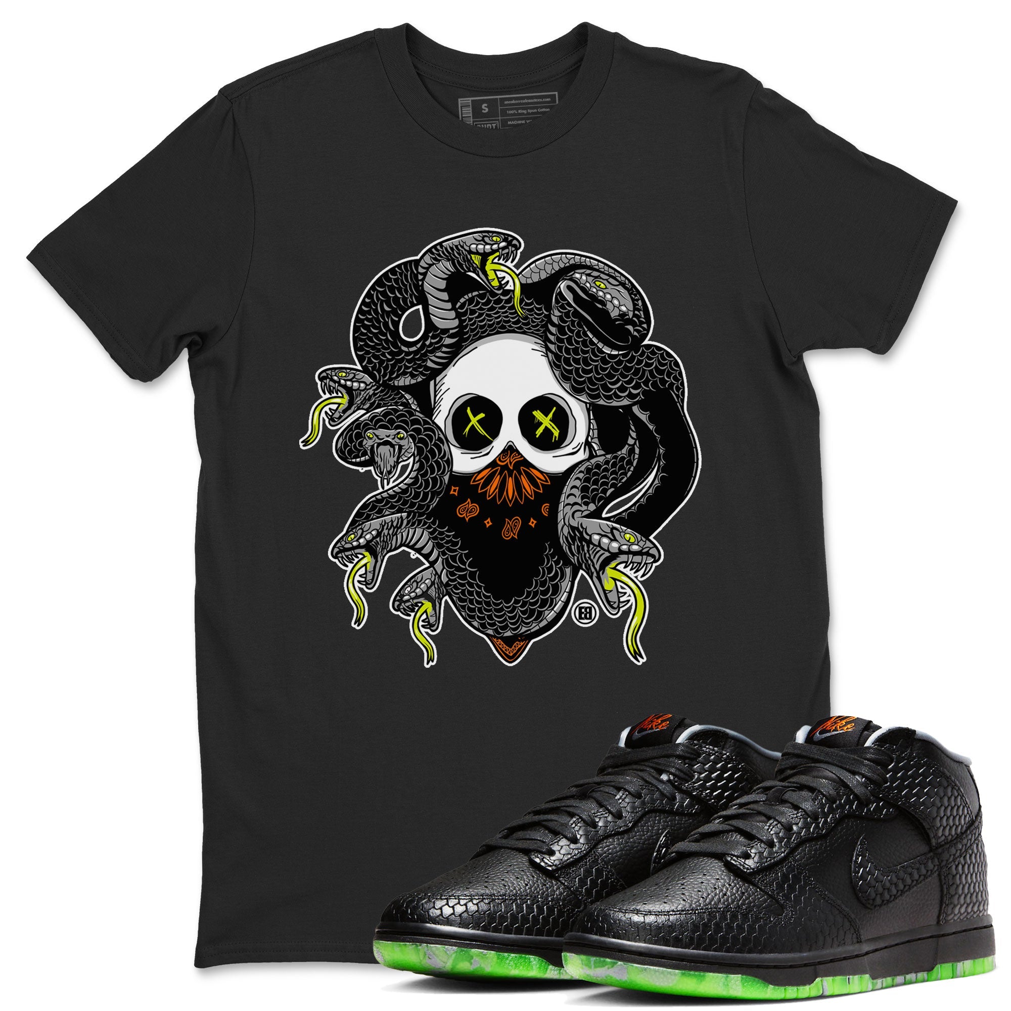 Dunk Halloween shirt to match jordans Skull Medusa sneaker tees Dunk Halloween Drip Gear Zone Casual Crew Neck T-Shirt Unisex Black 1 T-Shirt
