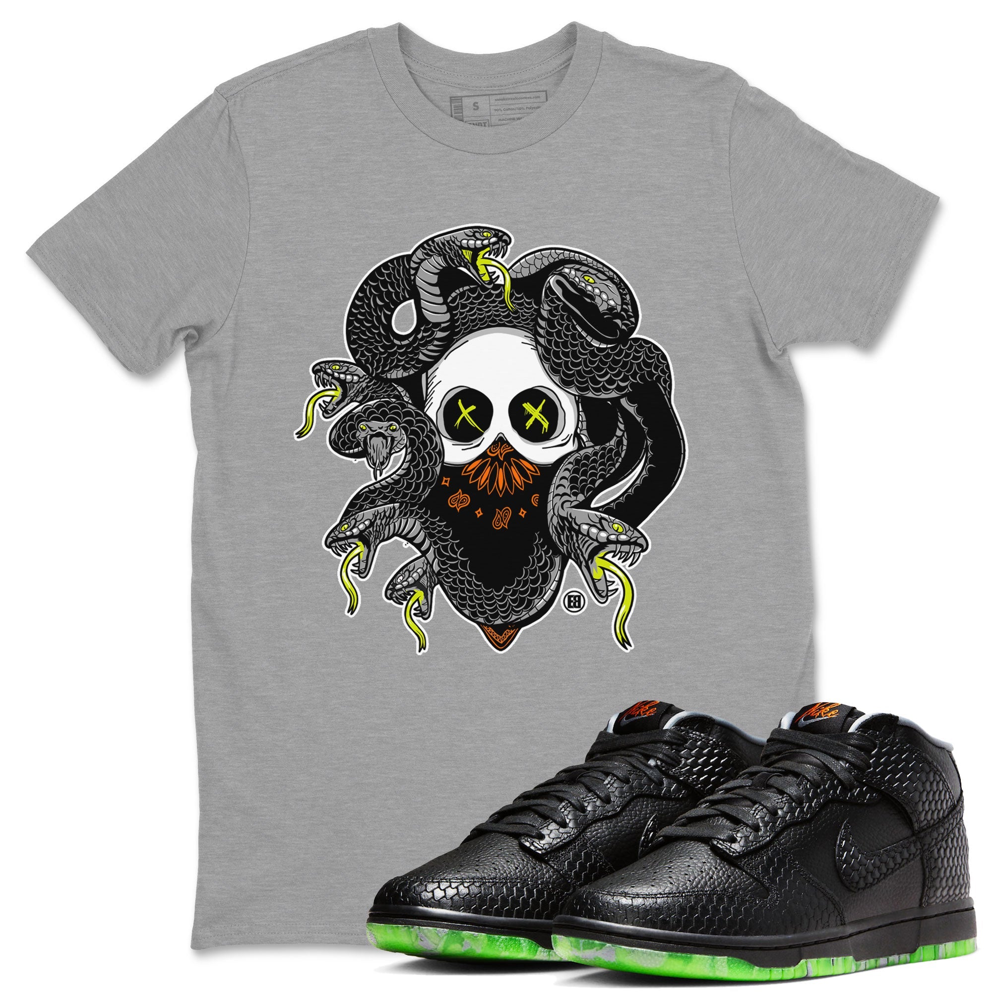 Dunk Halloween shirt to match jordans Skull Medusa sneaker tees Dunk Halloween Drip Gear Zone Casual Crew Neck T-Shirt Unisex Heather Grey 1 T-Shirt