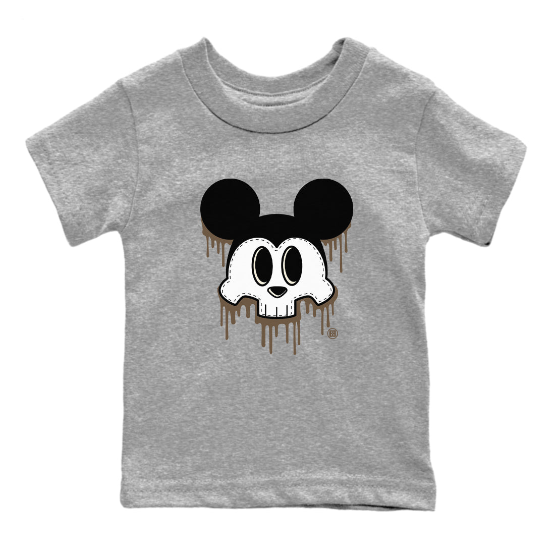 AJ1 Mocha shirts to match jordans Skull Mouse sneaker match tees Air Jordan 1 Mocha Drip Gear Zone streetwear brand Baby and Youth Heather Grey 2 cotton tee