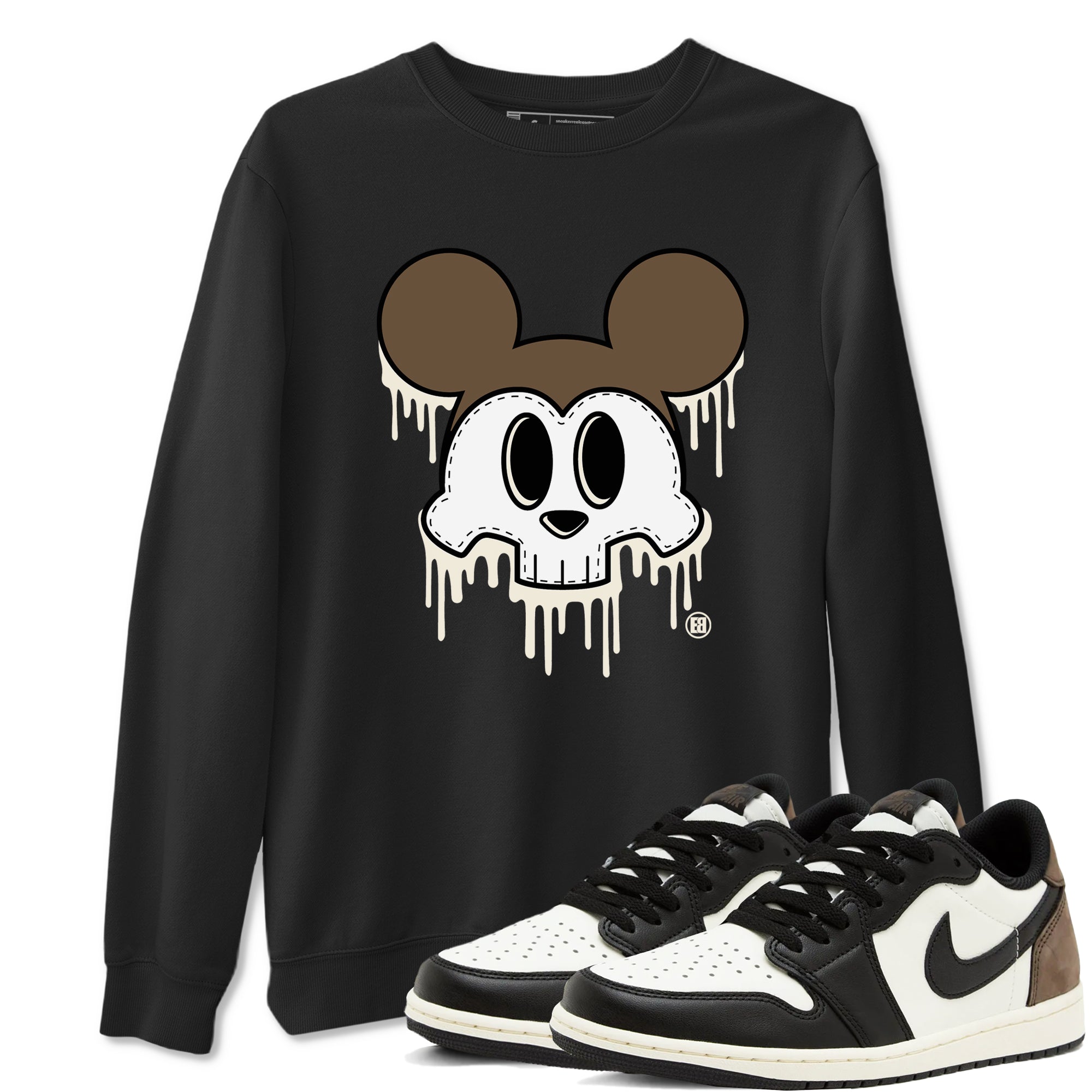 AJ1 Mocha shirts to match jordans Skull Mouse sneaker match tees Air Jordan 1 Mocha Drip Gear Zone streetwear brand Black 1 unisex cotton tee
