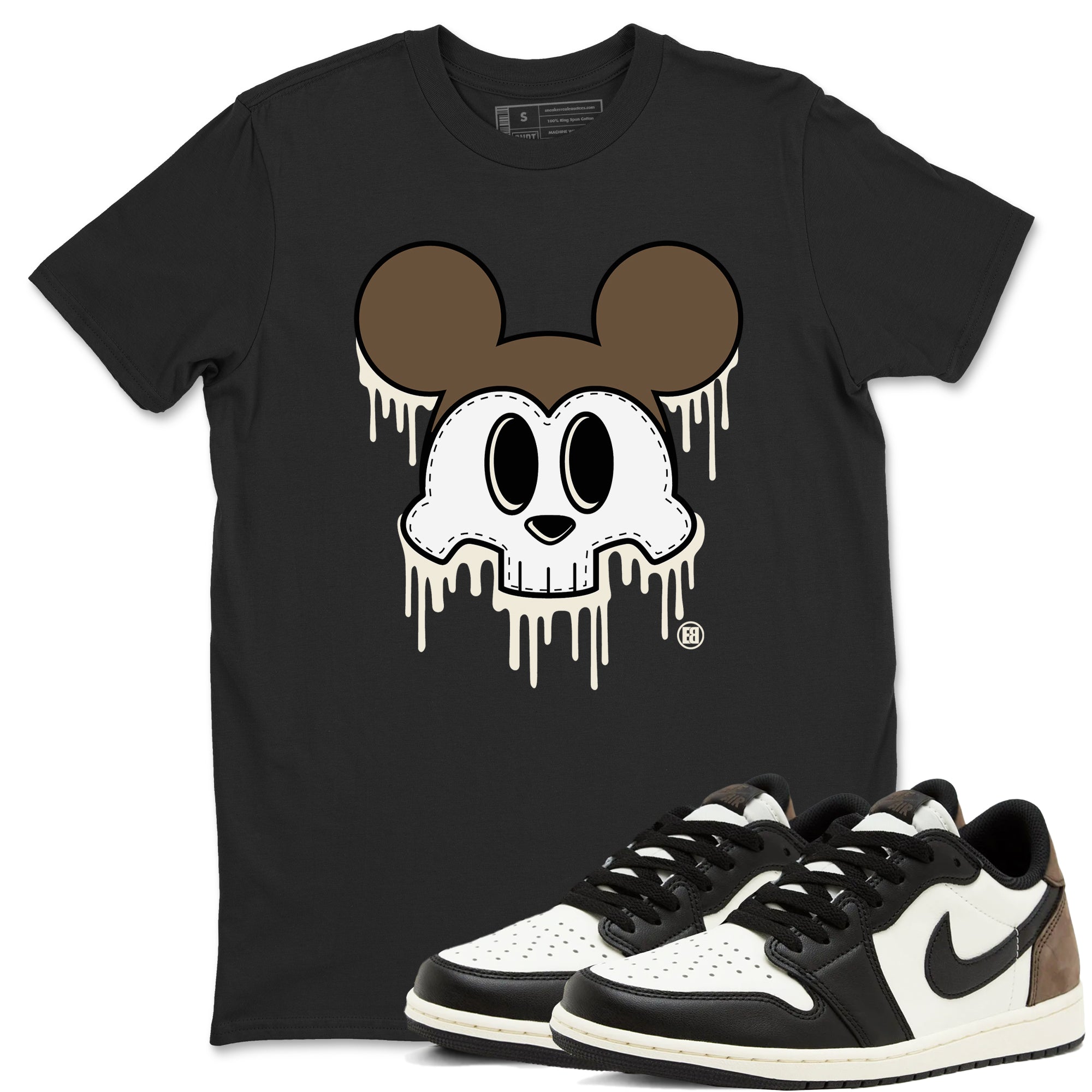 AJ1 Mocha shirts to match jordans Skull Mouse sneaker match tees Air Jordan 1 Mocha Drip Gear Zone streetwear brand Black 1 unisex cotton tee