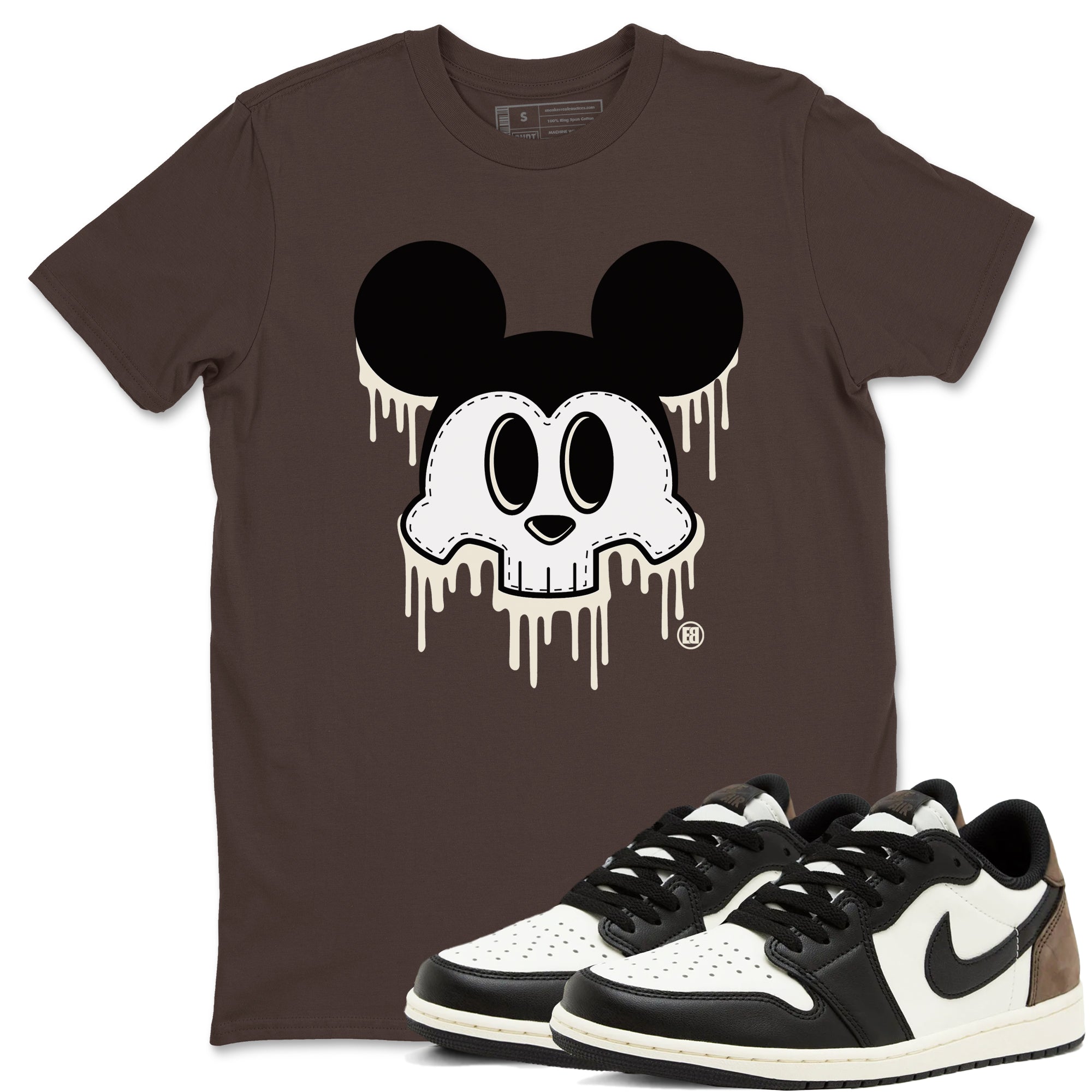 AJ1 Mocha shirts to match jordans Skull Mouse sneaker match tees Air Jordan 1 Mocha Drip Gear Zone streetwear brand Dark Chocolate 1 unisex cotton tee