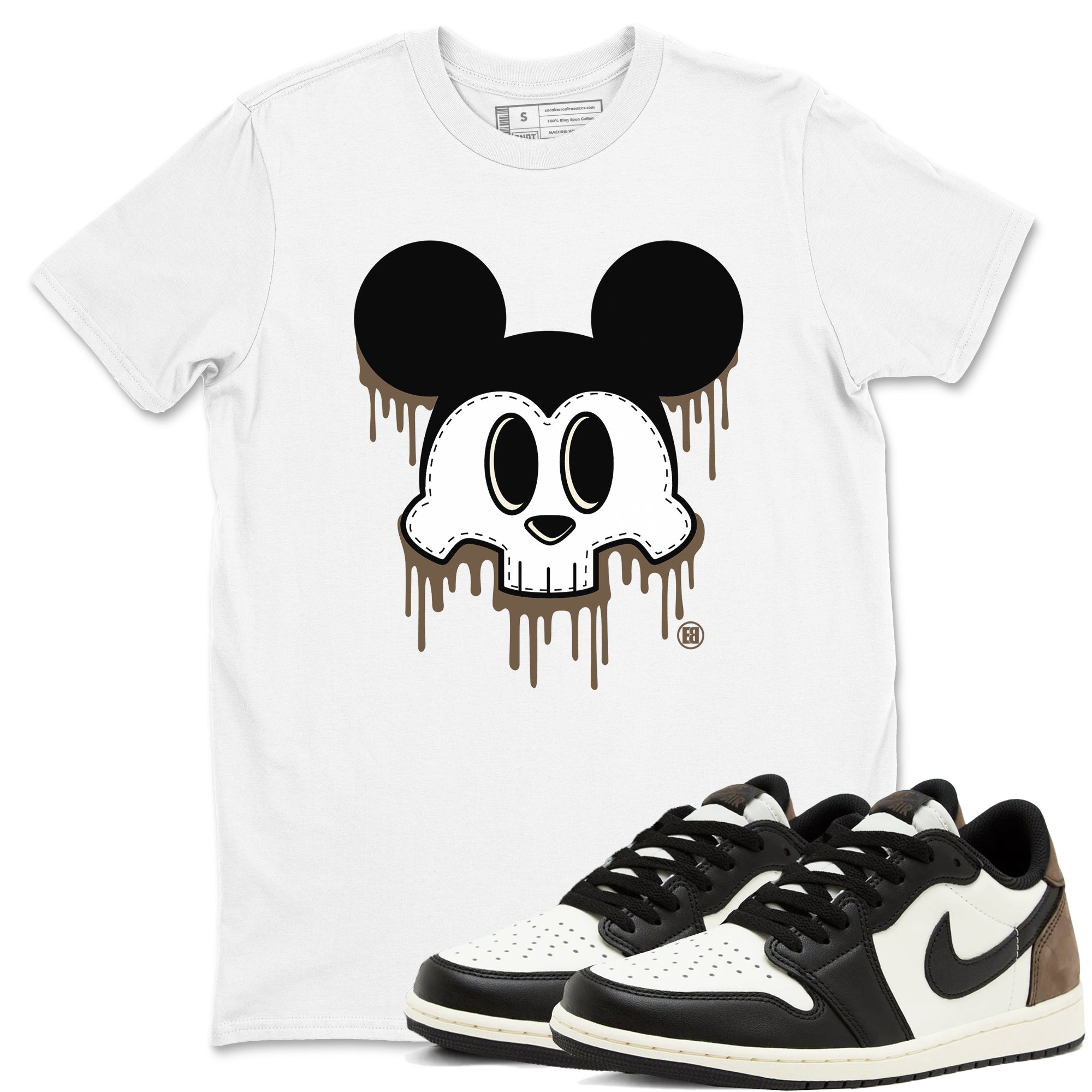 AJ1 Mocha shirts to match jordans Skull Mouse sneaker match tees Air Jordan 1 Mocha Drip Gear Zone streetwear brand White 1 unisex cotton tee