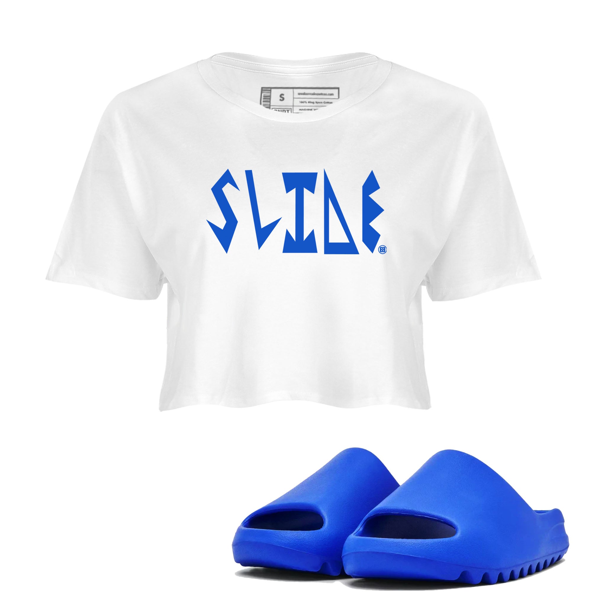 Yeezy Slide Azure shirts to match jordans Slide Letters sneaker match tees Yeezy Slide Azure Drip Gear Zone streetwear brand White 1 crop tee