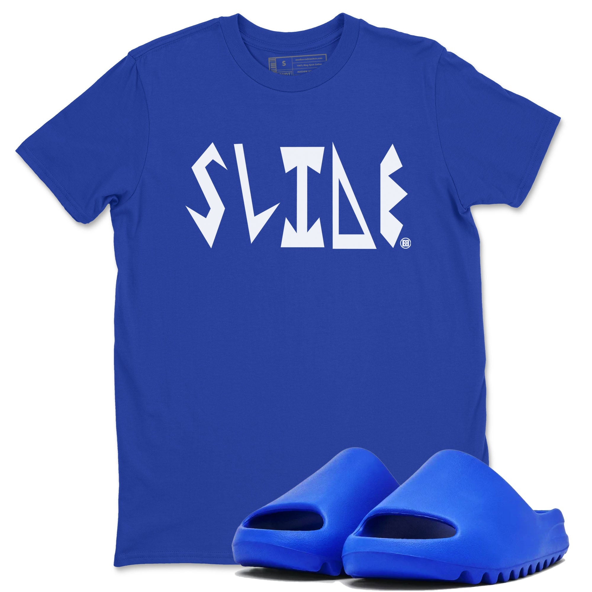 Yeezy Slide Azure shirts to match jordans Slide Letters sneaker match tees Yeezy Slide Azure Drip Gear Zone streetwear brand Royal Blue 1 unisex cotton tee