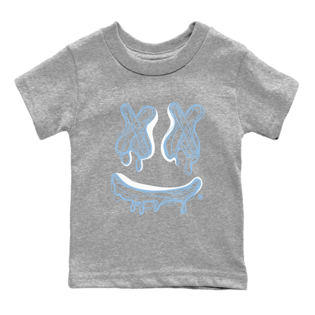 11s Legend Blue shirts to match jordans Smile Doodle sneaker match tees Air Jordan 11 Legend Blue Drip Gear Zone Youth Baby Heather Grey 2 crew neck shirts