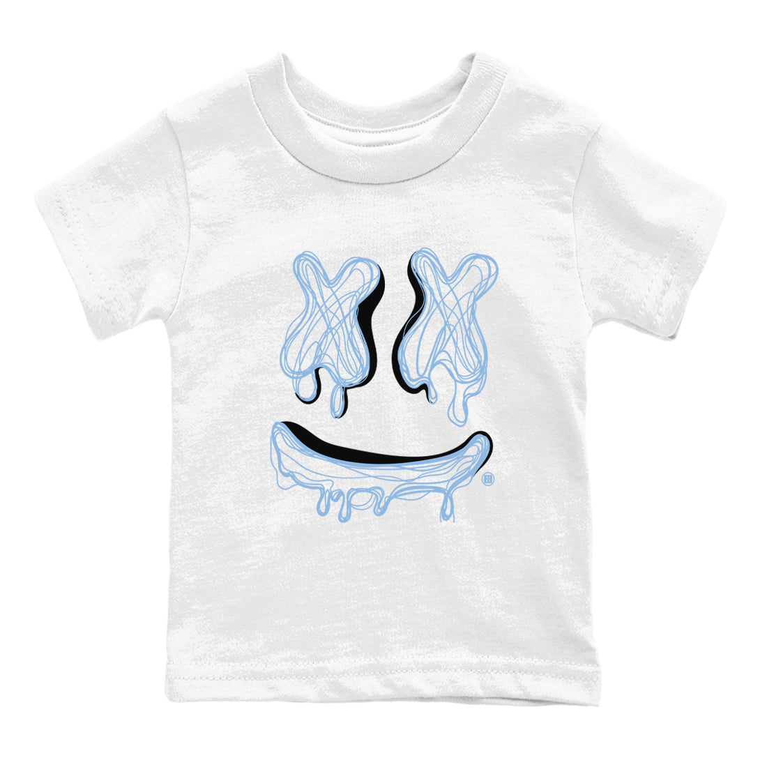 11s Legend Blue shirts to match jordans Smile Doodle sneaker match tees Air Jordan 11 Legend Blue Drip Gear Zone Youth Baby White 2 crew neck shirts