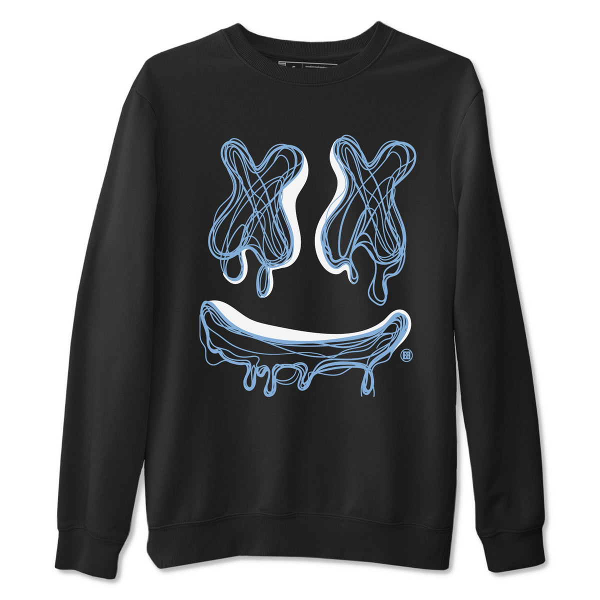 11s Legend Blue shirts to match jordans Smile Doodle sneaker match tees Air Jordan 11 Legend Blue Drip Gear Zone unisex cotton Black 2 crew neck shirts