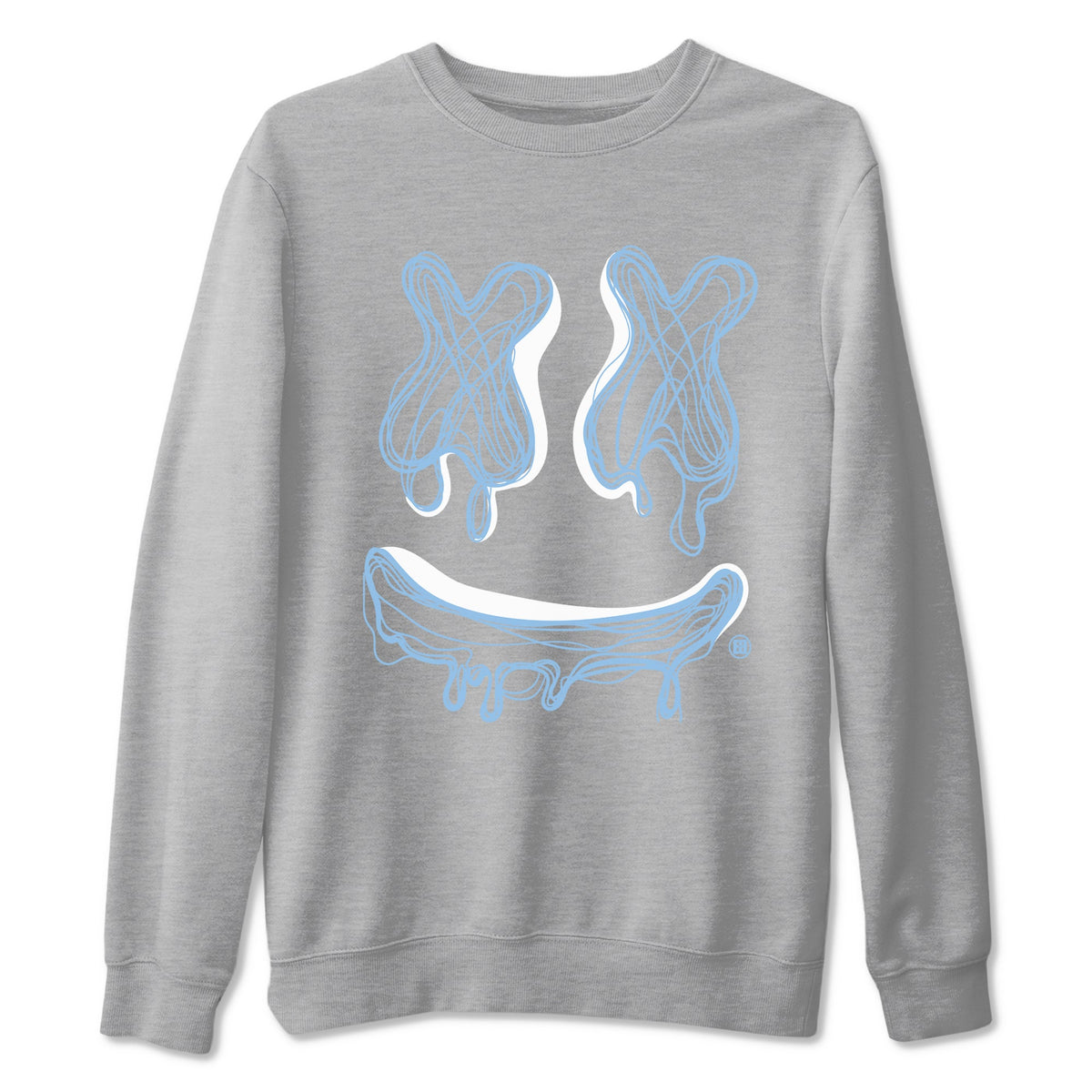 11s Legend Blue shirts to match jordans Smile Doodle sneaker match tees Air Jordan 11 Legend Blue Drip Gear Zone unisex cotton Heather Grey 2 crew neck shirts