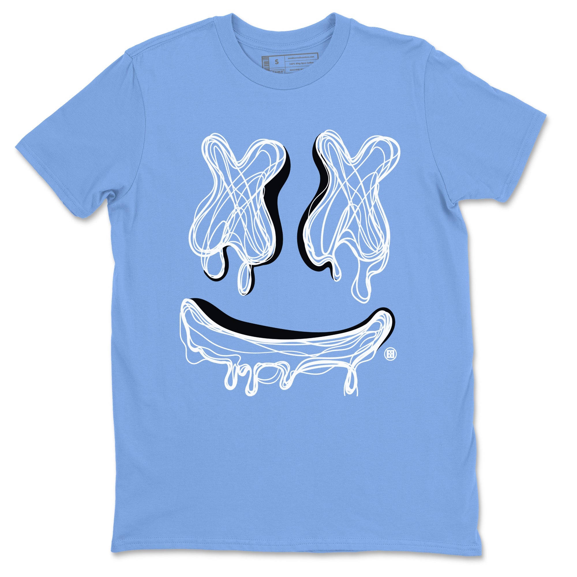 11s Legend Blue shirts to match jordans Smile Doodle sneaker match tees Air Jordan 11 Legend Blue Drip Gear Zone unisex cotton Carolina Blue 2 crew neck shirts