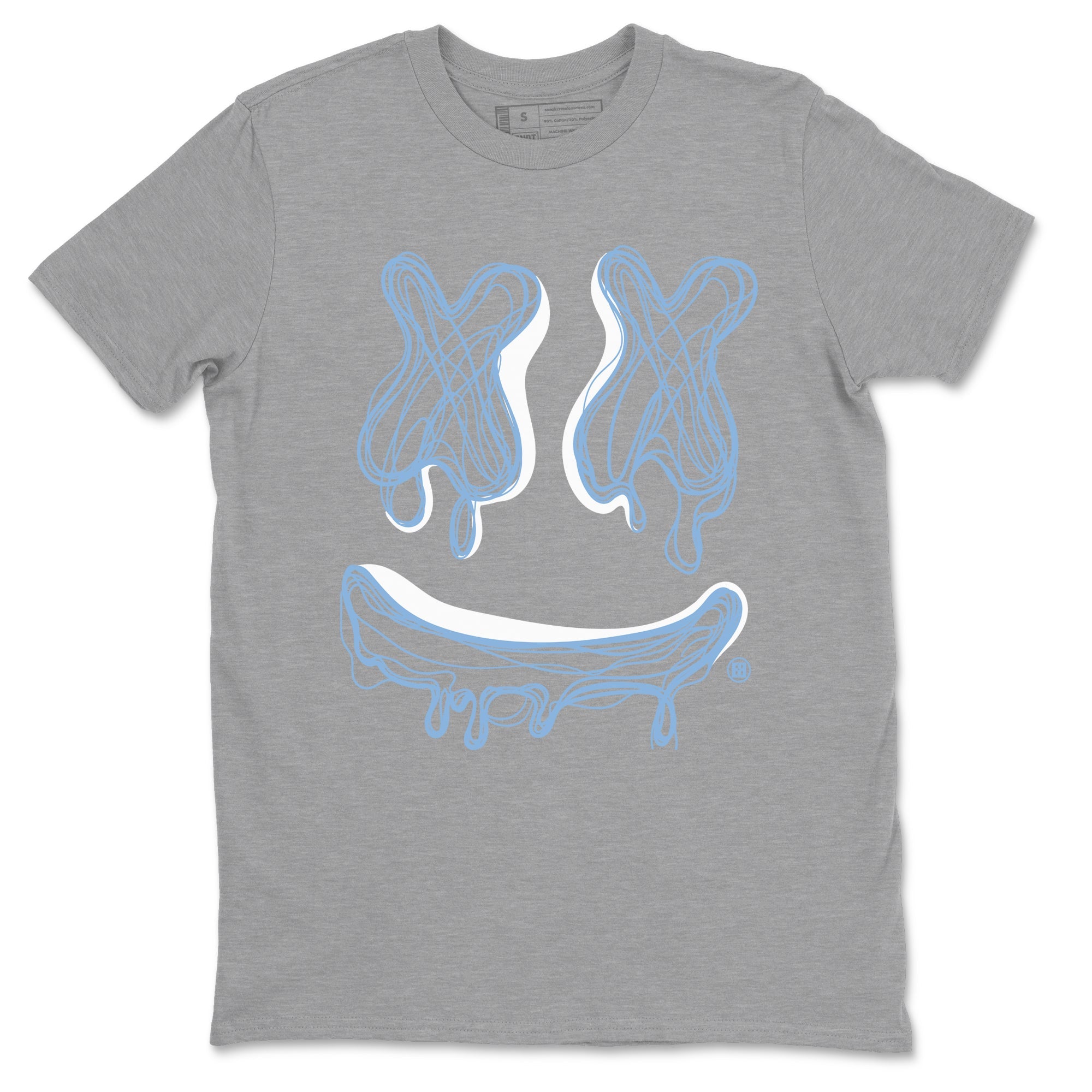 11s Legend Blue shirts to match jordans Smile Doodle sneaker match tees Air Jordan 11 Legend Blue Drip Gear Zone unisex cotton Heather Grey 2 crew neck shirts