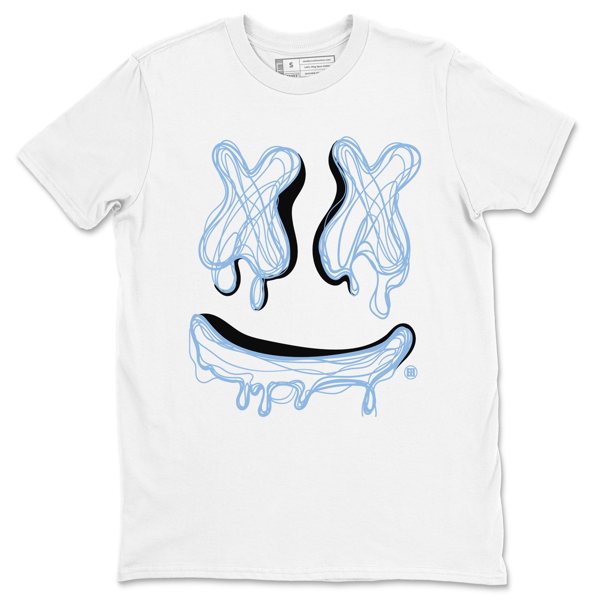 11s Legend Blue shirts to match jordans Smile Doodle sneaker match tees Air Jordan 11 Legend Blue Drip Gear Zone unisex cotton White 2 crew neck shirts