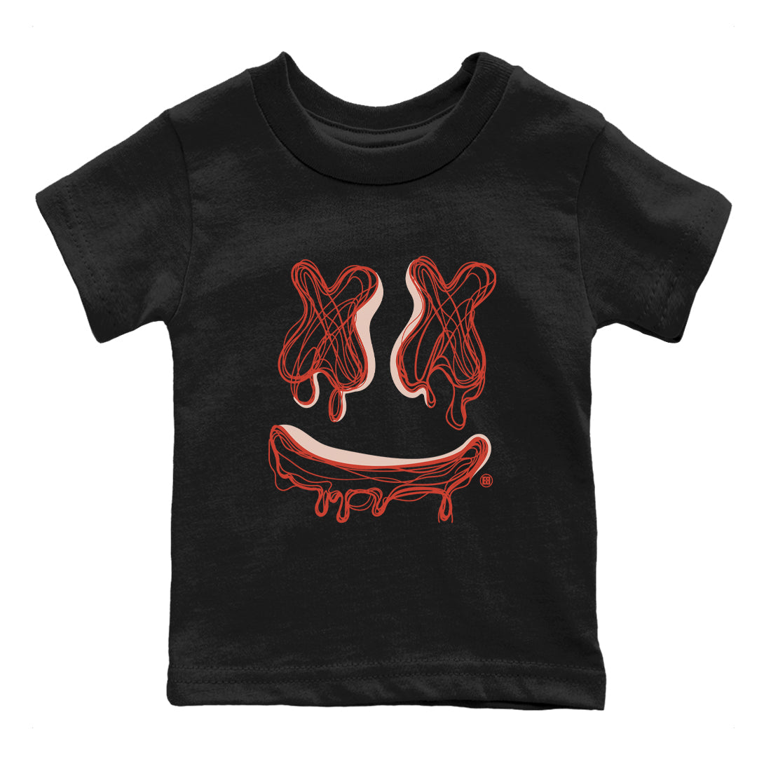 13s Dune Red shirts to match jordans Smile Doodle sneaker match tees Air Jordan 13 Dune Red Drip Gear Zone streetwear brand Baby and Youth Black 2 cotton tee