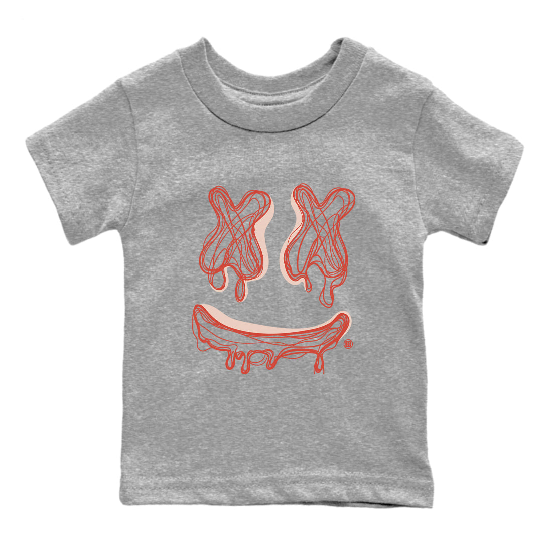 13s Dune Red shirts to match jordans Smile Doodle sneaker match tees Air Jordan 13 Dune Red Drip Gear Zone streetwear brand Baby and Youth Heather Grey 2 cotton tee