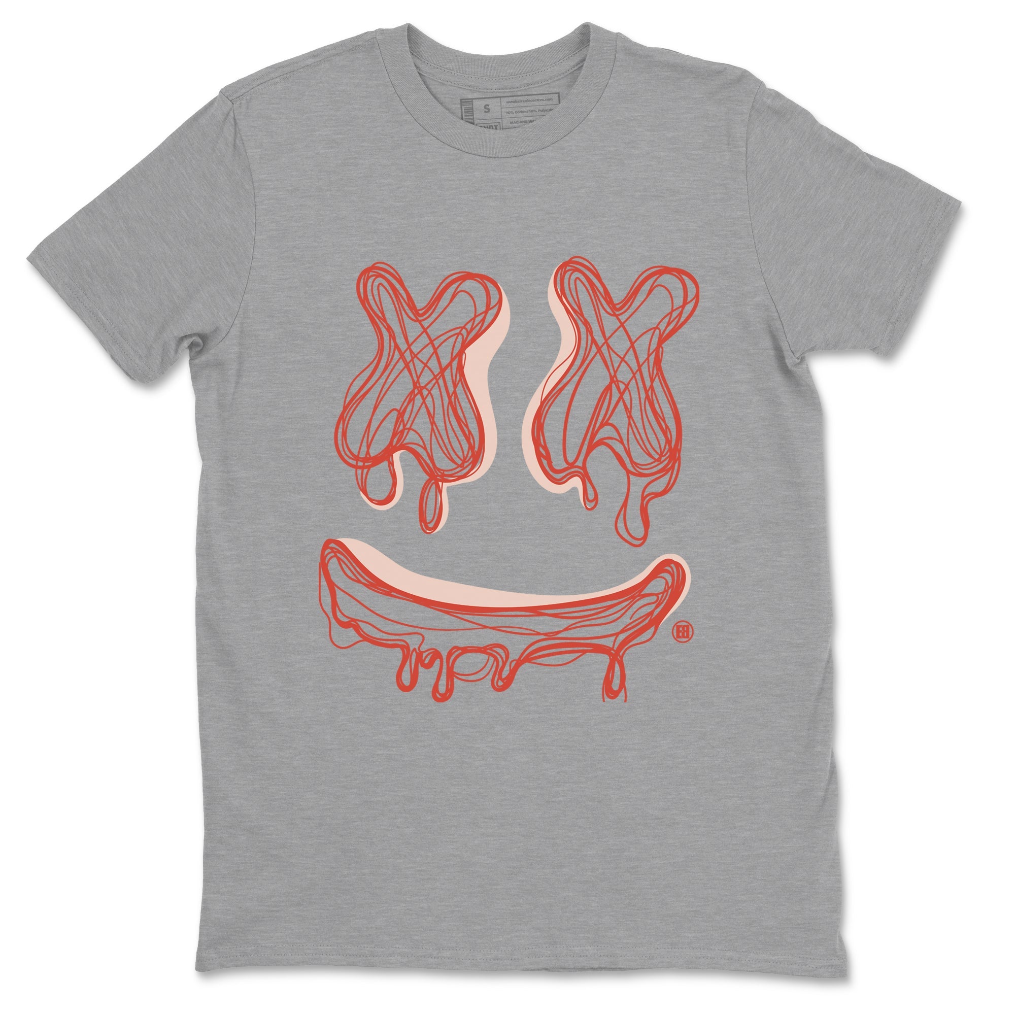 13s Dune Red shirts to match jordans Smile Doodle sneaker match tees Air Jordan 13 Dune Red Drip Gear Zone streetwear brand Heather Grey 2 unisex cotton tee